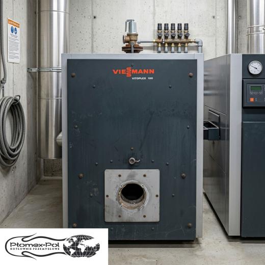 Kocioł Viessmann Vitoplex 100 1400 kW na olej i gaz – modernizacja i montaż kotłowni przemysłowych Płomex-Pol.