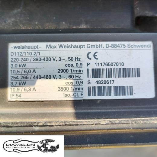 Dane techniczne silnika palnika przemysłowego Max Weishaupt GmbH D112/110-2/1, palnik gazowy Weishaupt G7