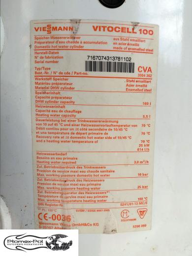 Zasobnik C.W.U. Viessmann Vitocell 100 CVA 160L – Używany Podgrzewacz Wody