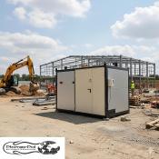 Kontenerowa kotłownia olejowa Viessmann 200 kW na wynajem – mobilny agregat grzewczy na placu budowy.