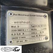 Tabliczka znamionowa silnika palnika gazowego Weishaupt G5/1-D o mocy 175-940 kW oferowanego przez Płomex-Pol.